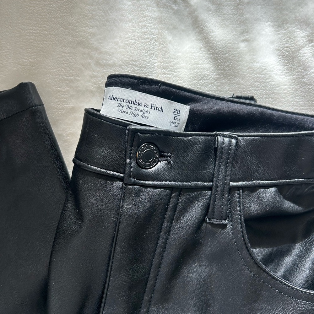 Abercrombie & Fitch Black Leather-Style Trousers